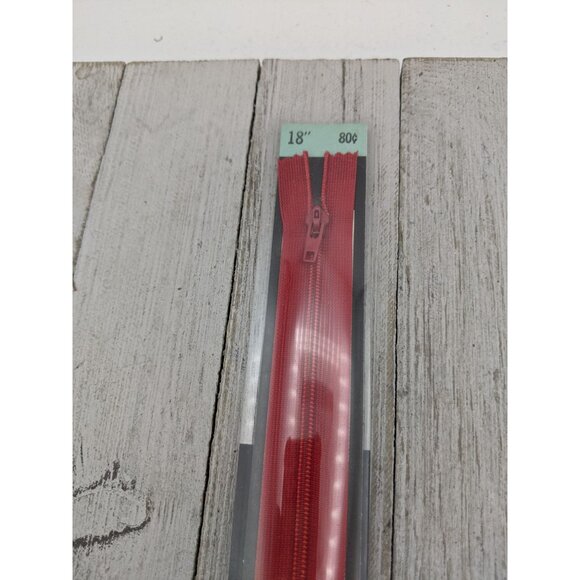 Vintage J&P Coats Flex Knit All Purpose Zipper 18" Red 128 - Picture 2 of 4